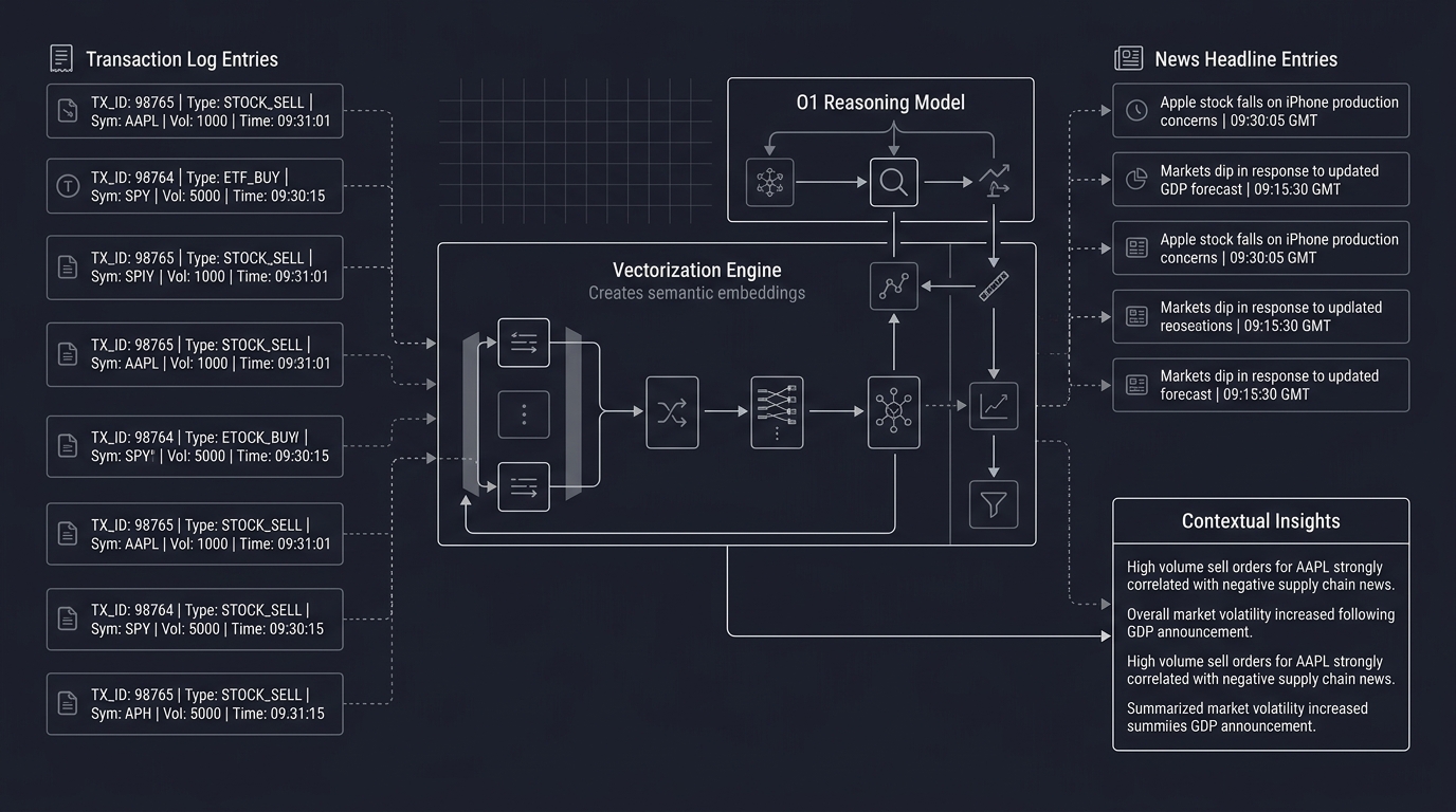 Contextual transaction analytics architecture with semantic vectorization