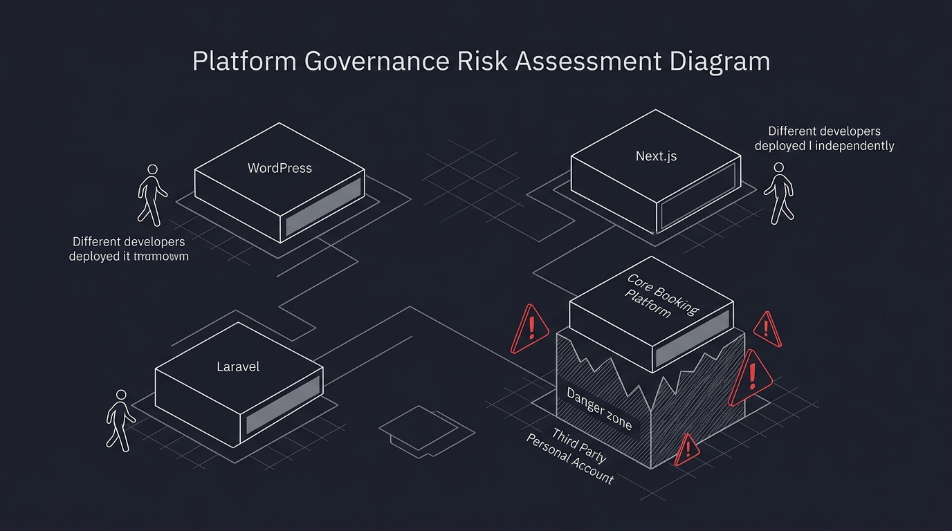 Platform governance risk assessment showing fragmented technical ownership