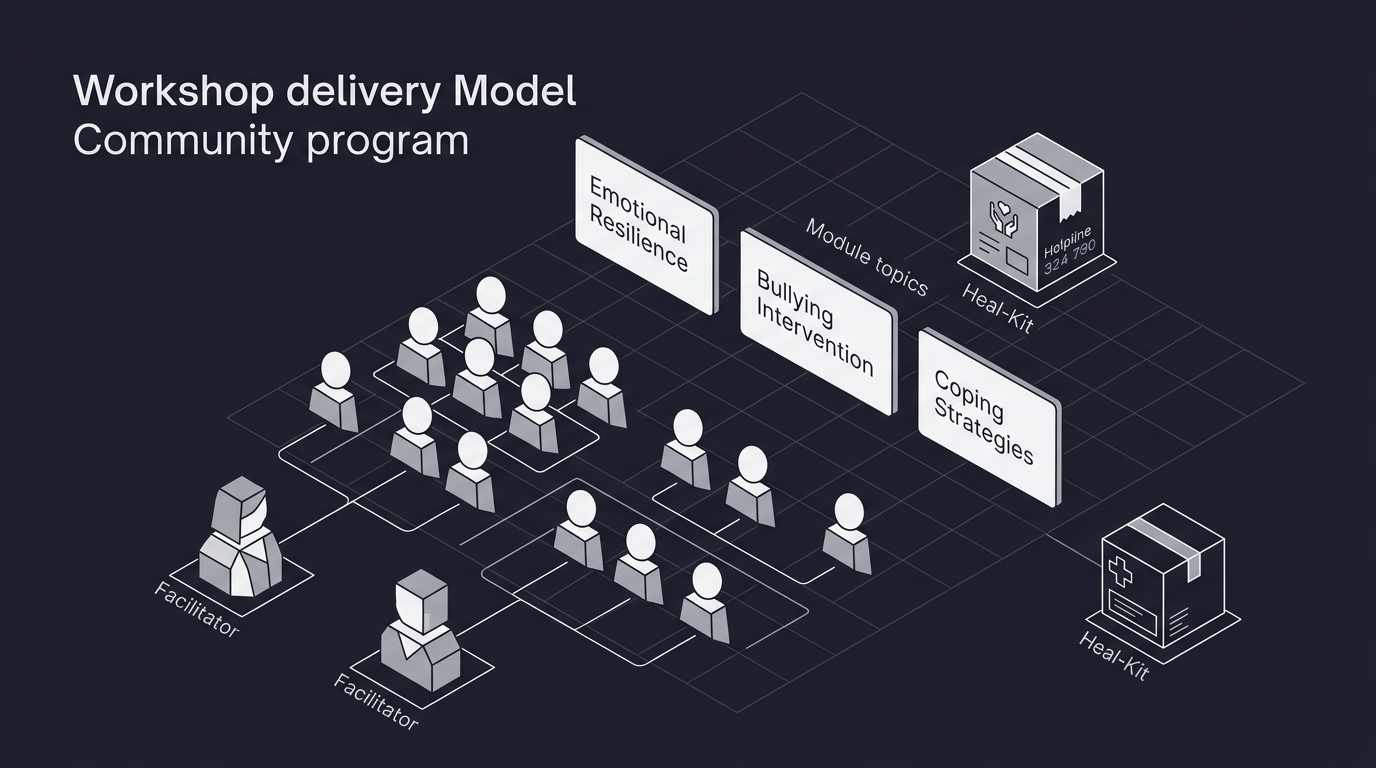Workshop delivery model with facilitators students and resource distribution
