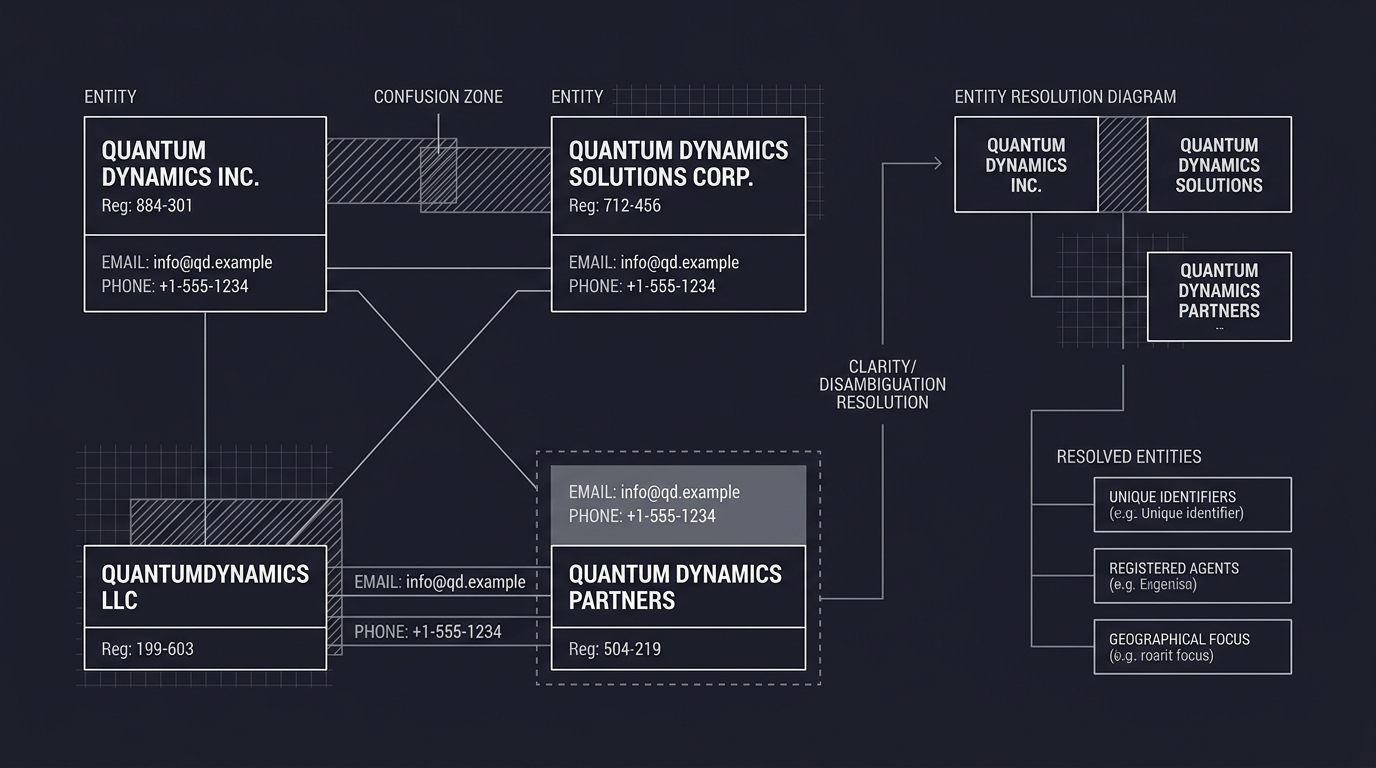 Brand disambiguation analysis resolving four similar entities